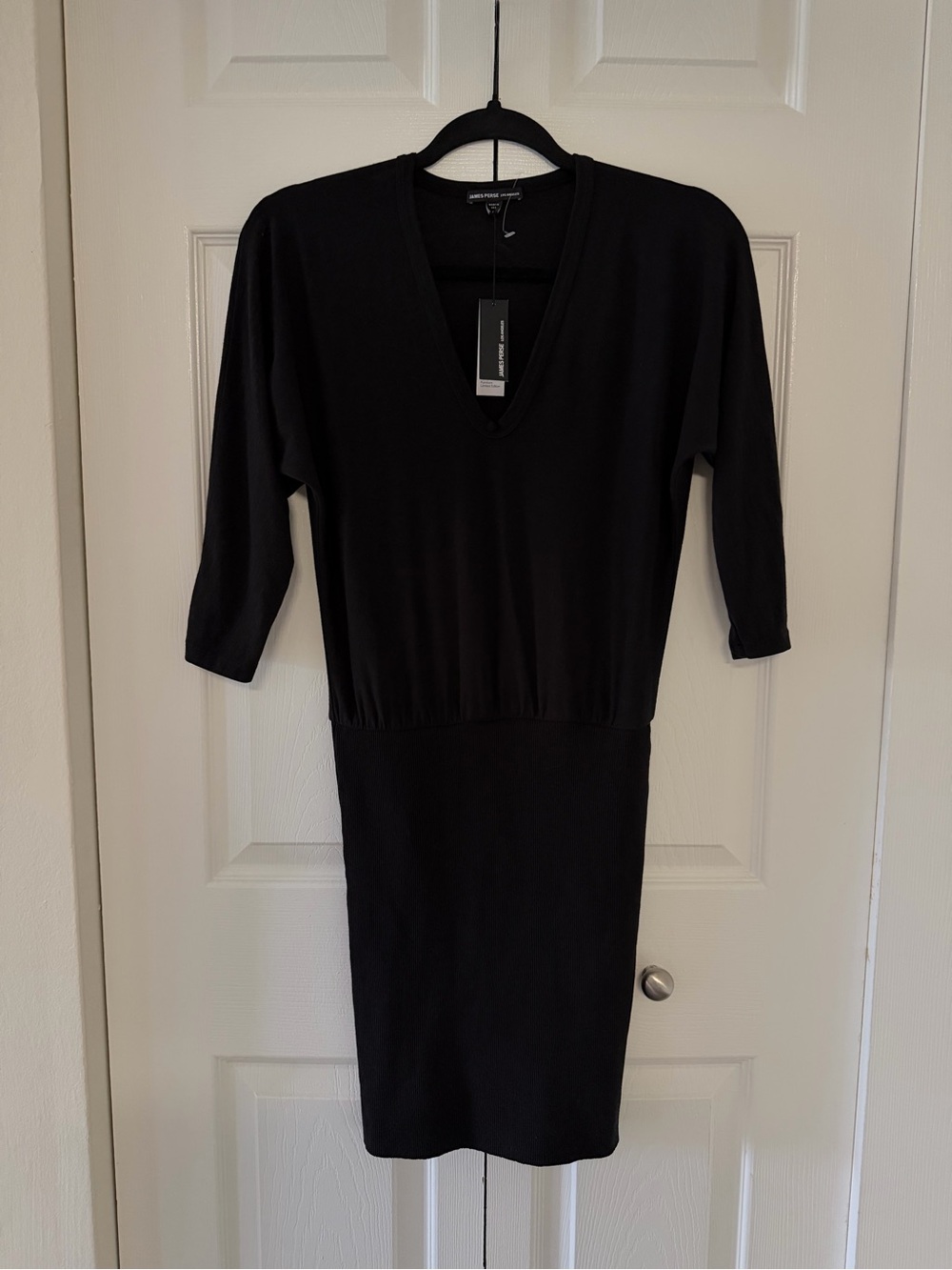 James Perse Black Mixed Media Blouson Dress WVD6472 Size 0 - Picture 2 of 7